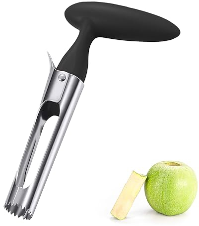 Cortador de Manzanas, Descorazonador de Manzanas de Acero Inoxidable, Con mango ABS, con Hoja Dentada Afilada y Mango Ergonómico, para Frutas y Verduras, Cocina, Negro