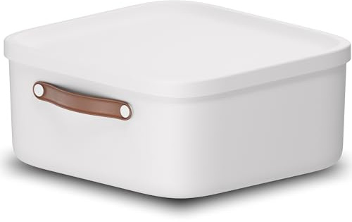 Rotho Maloja Aufbewahrungsbox mit Deckel 20 L Kunststoff-Kiste Creme-Weiß