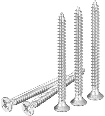 DTGN 50Pcs M3x40mm Flat Head Wood Screws, 304 Stainless Steel Phillips Self Tapping Screws - Good for Woodworking, Furniture - Silver