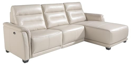 Ángel Cerdá – Chaiselongue-Sofa (d) Mit Relax-mechanismen – Taupegraues Leder – Modernes und Minimalistisches Design – Komfort und Eleganz – 266 X 164 X 97 cm