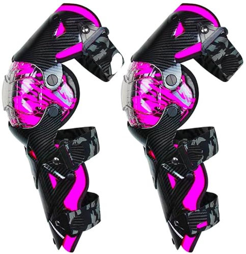 Yoeoefuo Knieschoner Motorrad Herren Knieschützer Knieschutz Universal ATV Mountainbike Knieschienerschütze Winter Knie-Schienbeinschoner Protektor-Set Für Erwachsene (Color : Rosa)