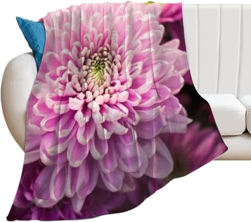 Kuscheldecke Flauschig Chrysantheme 3D Decke 100x135 Lila Blume Wohndecke Chrysantheme Weich und Warme Flanell Fleecedecke für Sofadecke Couchdecke Tagesdecke 4796m