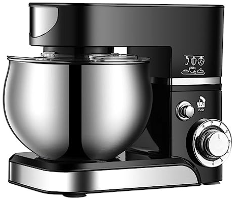 Batteur électrique sur Socle pour la Cuisson avec Bol de 5 L, mélangeur à tête inclinable avec 6 Vitesses et réglage d'impulsion Comprenant Un Crochet pétrisseur, Un Fouet, Un Batt