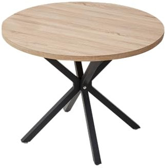 TTATC Runder Esstisch mit 100 cm Dicker MDF-Platte, Küchen-Esstisch mit Vier Metallbeinen, für 4–6 Personen, für Esszimmer, Wohnzimmer, Küche,Hellbraun