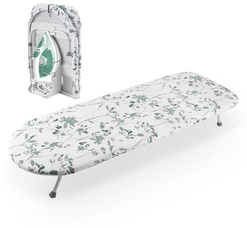 Foldable Ironing Board with Iron Stand, Compact Folding Steam Iron Table, Portable Tabletop Ironing Board 89 * 33cm, Suitable for Home/Travel (B)