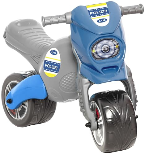 Dohany Kinder Rutscher Motorrad Polizei Cross 8 – Laufrad in Blau | Stabiles Polizei-Rutschauto & Sitzmotorrad für drinnen & draußen, ab 3 Jahren, max. 50 kg