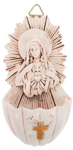 Luxshiny Fontana Santa Da Parete Resina Decorazione Da Per Ingressi Simbolo Di Fede e Spiritualità Per Comunioni Battesimi e Cerimonie Religiose