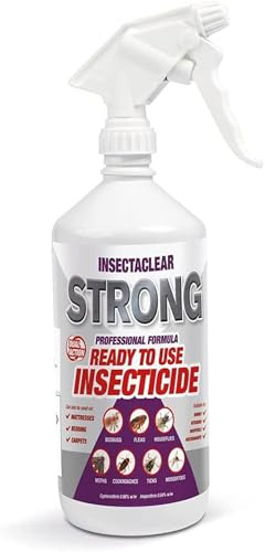 Bedbugs Fleas Moths Cockroaches Mousquitoes Houseflies Ticks Killer Spray Fast Acting kills on contact Indoor Outdoor Pest Control All Insect Killer Spray Insectaclear Strong Phobi Dose RTU (1 Litre)