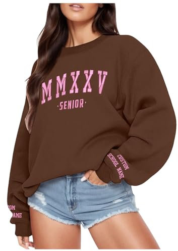 Womens Plain Sweatshirt Christmas Sweater Ladies Roll Neck Jumper Womens Fleece Black Leather Jacket Women Warm Hoodies for Women UK Sparkle Tops Ladies Coats Size 14 （Brown, L
