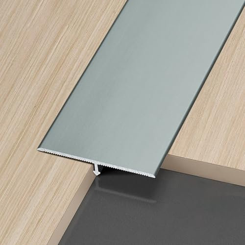 Raouoae Bodenschiene Übergang Metal Strips 3 Stück 90 cm T-Formleiste Übergangsschiene Einfaches Anbringen Zwischen Holz- Und Fliesenböden(Grau,Breite: 40 mm)