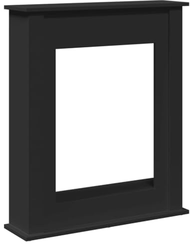 vidaXL Cadre de cheminée Noir 75x20x87,5 cm Bois d'ingénierie, cheminée, Console de cheminée, Ensemble de Tour de cheminée, Tour de cheminée