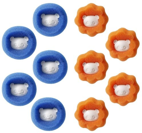 10 Pezzi Acchiappa Peli per Lavatrice, Cattura Peli lavatrice, Raccogli peli Lavatrice Riutilizzabile, Filtro per la Rimozione di peli di Animali, peli di Cane, Lanugine, peli di Gatto. (Blu+Arancia)