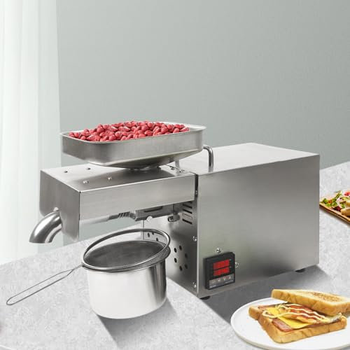 610W Ölpresse 104-464℉ Öl Pressmaschine Elektrische Ölmühle Sesamsamen Erdnüsse Kaltpresse Automatische Heißprsse Edelstahl Extraktor für Kommerziell & Haushalt