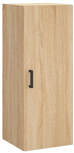 Annlera Hängeschrank Wandschrank aus Holzwerkstoff Schwebeschrank Küchenschrank Beistellschrank Lagerschrank Vielseitiger Organizer Badschrank Eleganten Design Sonoma-Eiche 34,5x34x90 cm