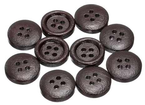 QUARKZMAN 10 piezas de Botones de Costura de Madera de 24L 5/8 (15mm) 4 Agujeros Botones Redondos de Madera de Repuesto para Manualidades de Ropa DIY Decoración, Marrón Oscuro