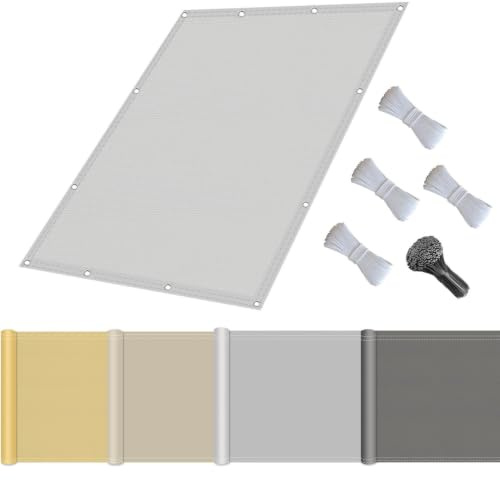 Sonnensegel mit Befestigungsseile 1x1.5m Sonnenschutz Wasserdicht, UV-Schutz Windschutz, Sonnensegel Polyester Rechteckig Reißfest mit ösen Seil für Garten Terrasse Balkon, Camping Hellgrau