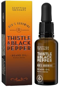 Scottish Fine Soaps Men's Grooming Thistle & Black Pepper Beard Oil 30ml – Nourishing Beard Oil with Avocado, Jojoba and Vitamin E