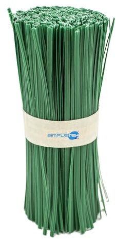 SIMPLETEK - 1000 bridas de plástico verdes de 15 cm con alambre de aluminio para atar cables, encuadernación animada, 1000 unidades