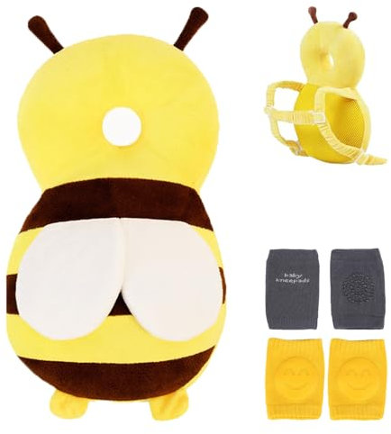 WJWINER Baby Head Protector, Baby Head Protector, Mochila de protección ajustable, cojín protector para bebé, con rodilleras, protección para la cabeza del bebé, para niños pequeños gatear y aprender