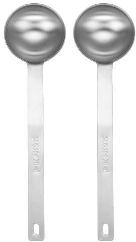 sourcing map 2pcs Single Measuring Spoon 4tsp (1-1/3tbsp, 20ml) Teaspoon/Tablespoon 304 Stainless Steel Single Tiny Square Bowl Measuring Spoon Long Handle Measure Scoop