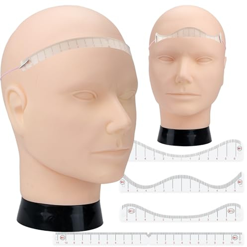 Kit per esercitarsi con il tatuaggio della calvizie del cuoio capelluto da uomo, testa di allenamento 3D maschile, righello per mappatura dell'attaccatura dei capelli e strumenti di precisione per