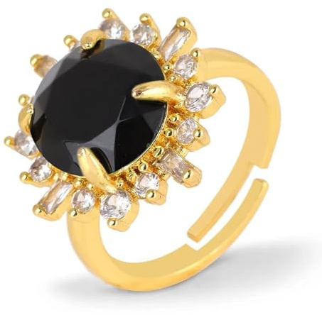Hasdnker Ring Ringe Damen Bijouterie Herren Rhinestone Sun Ring for Women Energy Natural Stone Amethysts Pink Quartz Bead Luxury Gold Color Finger Rings Jewelry Obsidian