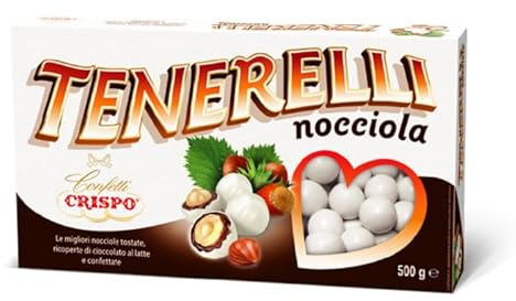 Crispo Confetti Tenerelli Bianchi con Nocciola Tostata, Ricoperta di Cioccolato al Latte, Senza Glutine 500g