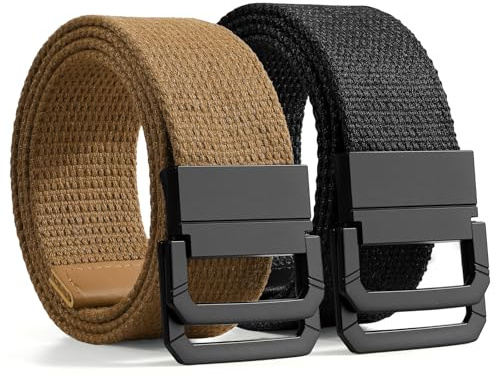 SANSTHS Stoffgürtel Herren Stufenlos Verstellbar Canvas Gürtel Ohne Löcher | ohne Löcher mit doppel D-Ring Schnelle, gürtel stoff herren für Arbeitshosen, Alltag Outdoor Camping Sport, Cargohosen