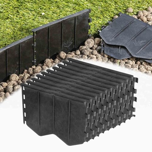 Lawn Garden Edging Border Dig - In 12CM High Flexible Flower Bed Edge and Reinforced Plastic Pegs, Professional Landscape Dividers (Black, 2.5m - 8 ft)
