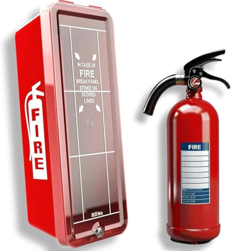 Caja de PVC pequeña para extintores de incendios de hasta 48 cm up to 2 kg - Caja de PVC montada en la pared para interiores y exteriores - Caja de almacenamiento de emergencia