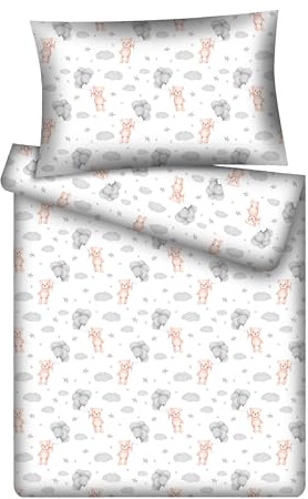 KiGATEX Kinderbettwäsche-Set, Fliegender Teddy, 100x135+40x60 cm, Baumwolle | 100% Baumwoll, Weiche Bettwäsche für Kinderbett, mit Reißverschluss, atmungsaktiv, pflegeleicht und waschbar bei 60°C
