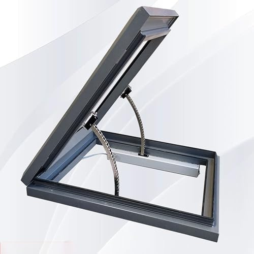 Kaverno Fenêtre De Toit avec Film Solaire Et Gants, Puits De Lumière Plat Ou Incliné, Fenêtre en Aluminium Inclinée pour Grenier Ou Véranda, Personnalisable(Gray,LxW 90x100cm/35.4x39.4in)