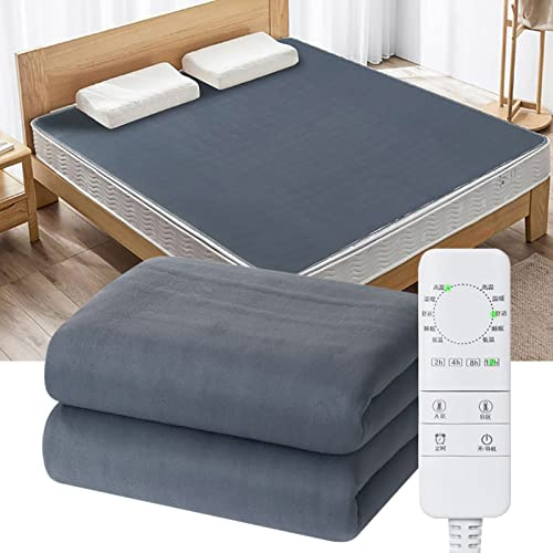 Electric Blanket, Electric Mattress Pad Blanket 180x150cm 180x200cm Heated Underblanket Comfort Soft Heated Throw Dual Control with 5 Heat Settings, Overheat Protection & Timer
