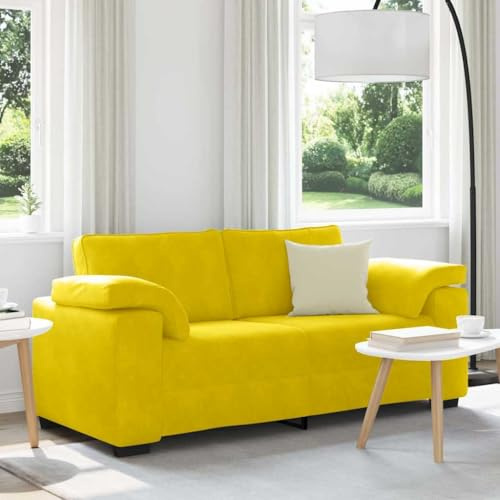 Hommdiy Zweisitzer-Sofa Gelb 140 cm 2-Sitzer-Sofa Couch Wohnzimmer-Sitzmöbel Wohnzimmersofa Samt