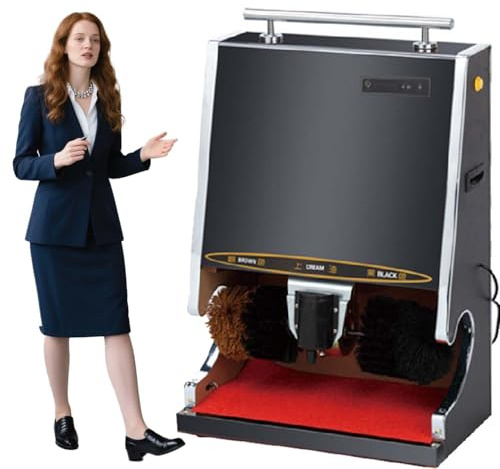 Automatic Shoe Shine Machine With Hands-Free Sensor, Dual Brush Polisher For Leather Shoes, 1200W Copper Motor, Built-In Wax Tank, Tita-nium Alloy Body, Ideal For Home Office Hotel Lobby(Black)