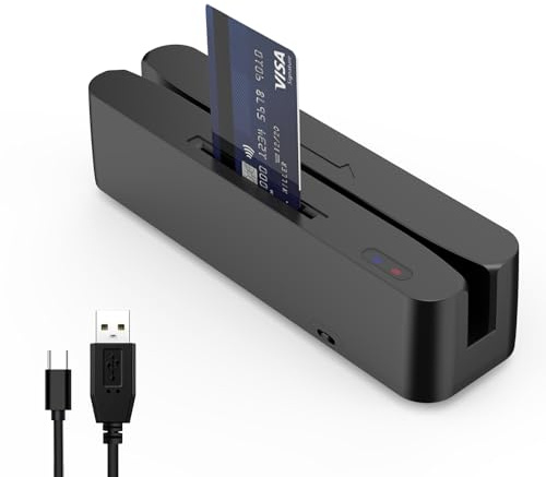 Symcode Lector de tarjetas magnéticas multifunción, lector de tarjetas de crédito, lector de tarjetas de chip de memoria, lector de tarjetas de chip NFC sin contacto se puede utilizar con caja