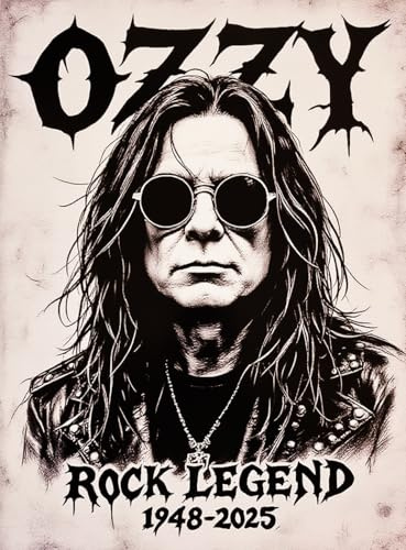 KUSTOM ART Dekoratives Wandposter Serie Sänger Prominente Ozzy Osbourne Rock Legend 1948 2025 Druck auf beschichtetem Papier 40 x 30 cm ohne Rahmen
