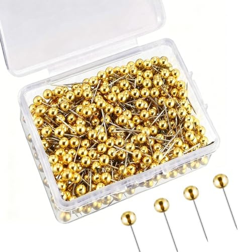 200 Pcs Gold Map Push Pins,Marking Pushpins,Round Head Drawing Pins for Cork Board Bulletin Picture Photo Home Office School Bedrooms DIY Craft