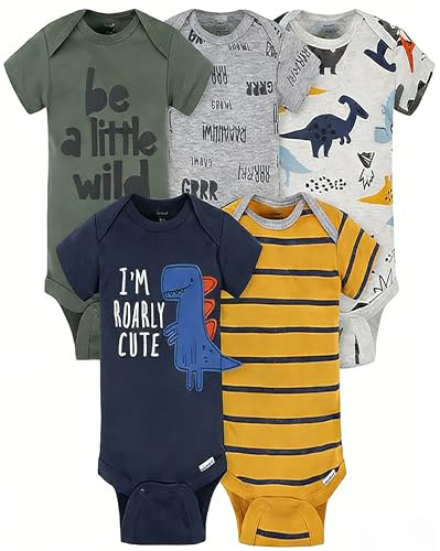 NNYX Baby Bodysuits Baby Vests Newborn Vests Short-Sleeve & Long-Sleeve Infant Bodysuits Soft Cotton Undershirt Baby Clothes for Premature Baby Boys and Girls 5 Pack, 0-24 Months