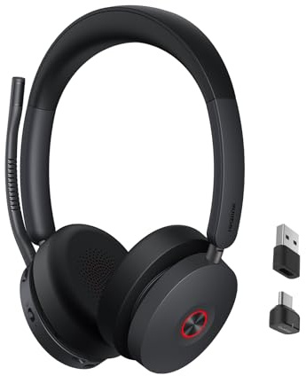 Yealink BH74 UC Auriculares Bluetooth On Ear con cancelación de ruido ANC Auriculares con micrófono para oficina Hasta 32 horas de duración de la batería Wireless Headsets Teams Certificados