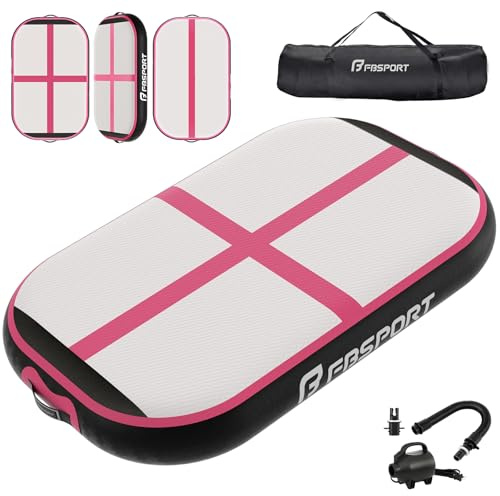 FBSPORT Airtrack Matte, 10/20cm Hoch Verdicken 60CM Tumbling Matte,Gymnastikmatte mit Luftpumpe,Trainingsmatte mit Tragetasche,Turnmatte für Zuhause, Outdoor,Yoga, Übungsgymnastik