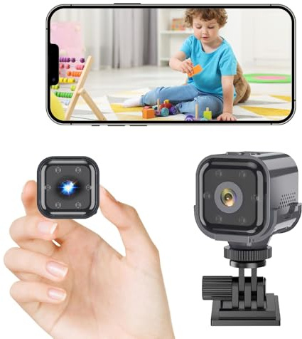 Mini Telecamera Senza Fili, Videocamera Sorveglianza HD, Microcamera | Telecamera WiFi Interno, Visione Notturna, Audio Bidirezionale, rilevazione di movimento, HD 1080p, Per Casa/Bambini
