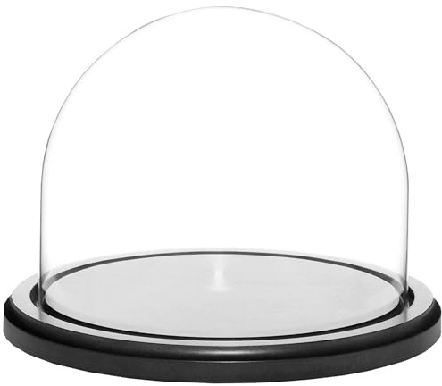 Plymor 8 x 6.5 Glass Display Dome Cloche (Black MDF Wood Base)