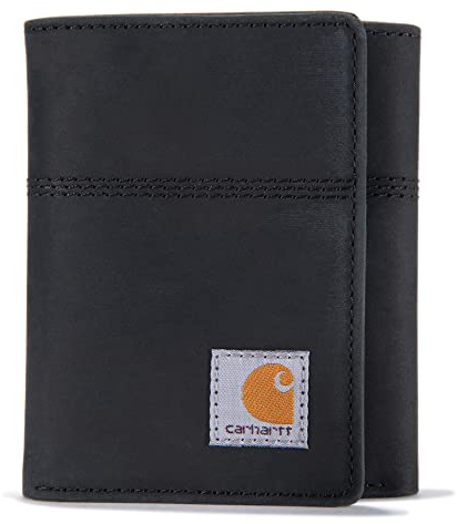 Carhartt Herren Casual Saddle Leder Geldbörsen, erhältlich in Mehreren Stilen und Farben Tasche, Schwarz (Trifold), Einheitsgröße