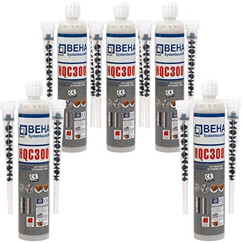 Premium Verbundmörtel 4 x 300ml, Injektionsmörtel inkl. 8 Statikmischer, Ankerkleber, Klebemörtel mit Zulassungen