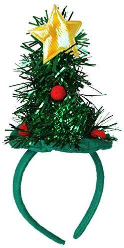 Widmann 00036 - Weihnachtsbaum Minihut, mit Lametta, Kopfbedeckung, Accessoire, Weihnachten, Mottoparty, Karneval
