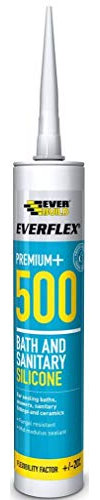 Pack of 12 EVERBUILD White Premium Everflex+ 500 Bath and Sanitary Silicone Sealant