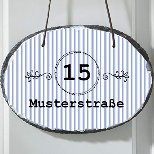Manutextur Schiefer Türschild - mit Namen - viele Motive - Eingangsschild - Schiefertafel - individuell Bedruckt - personalisiert - persönliches Geschenk