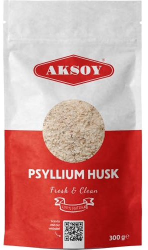Aksoy Whole Psyllium Husk 300gr 99% Purity || Powerful Psyllium Seed Husk Fiber Soluble & Insoluble Fiber Source