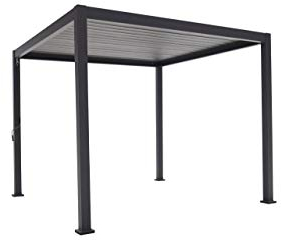 SORARA Das Original Mirador Classic Pavillon 3 x 3 m Wasserdicht - Pergola mit Lamellendach - Aluminium/Stahl terrassenüberdachung - Charcoal Schwarz